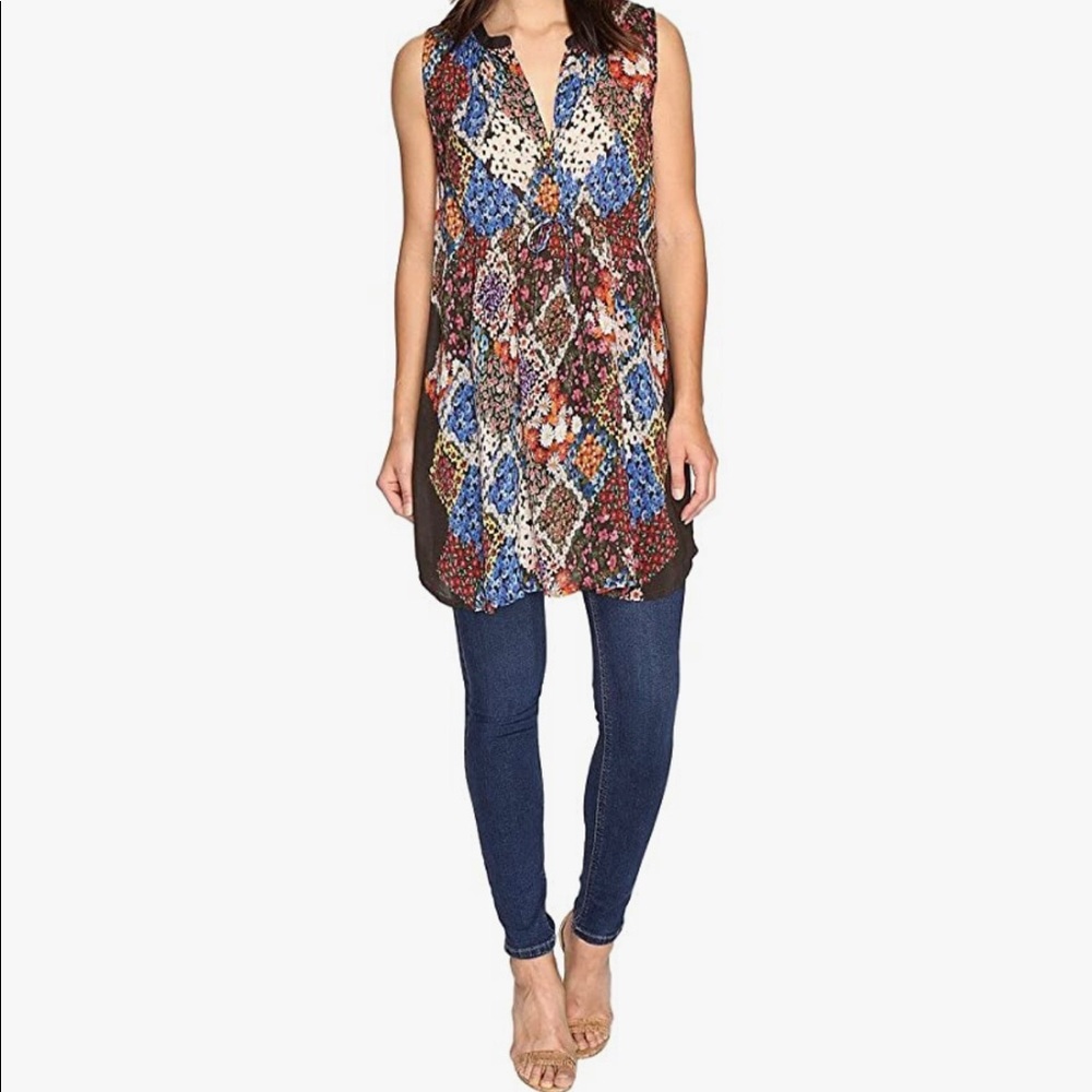 Johnny Was Sleeveless Floral Tunic Dress